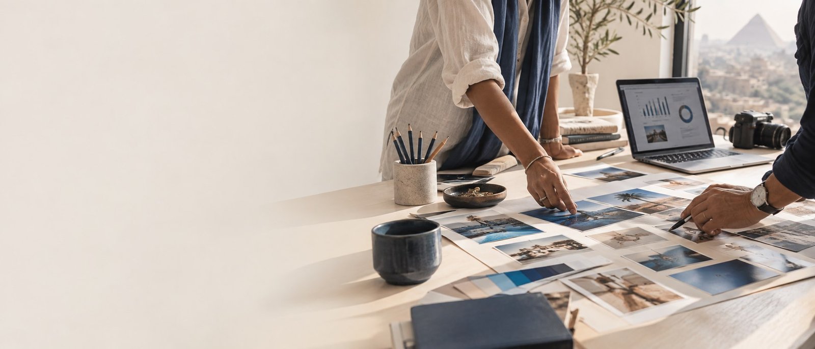 Marketing team planning a campaign in a studio